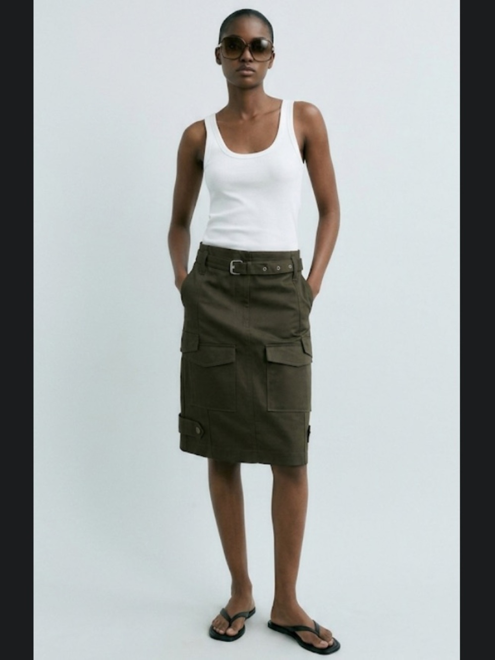 Zara Olive Green Cargo Skirt